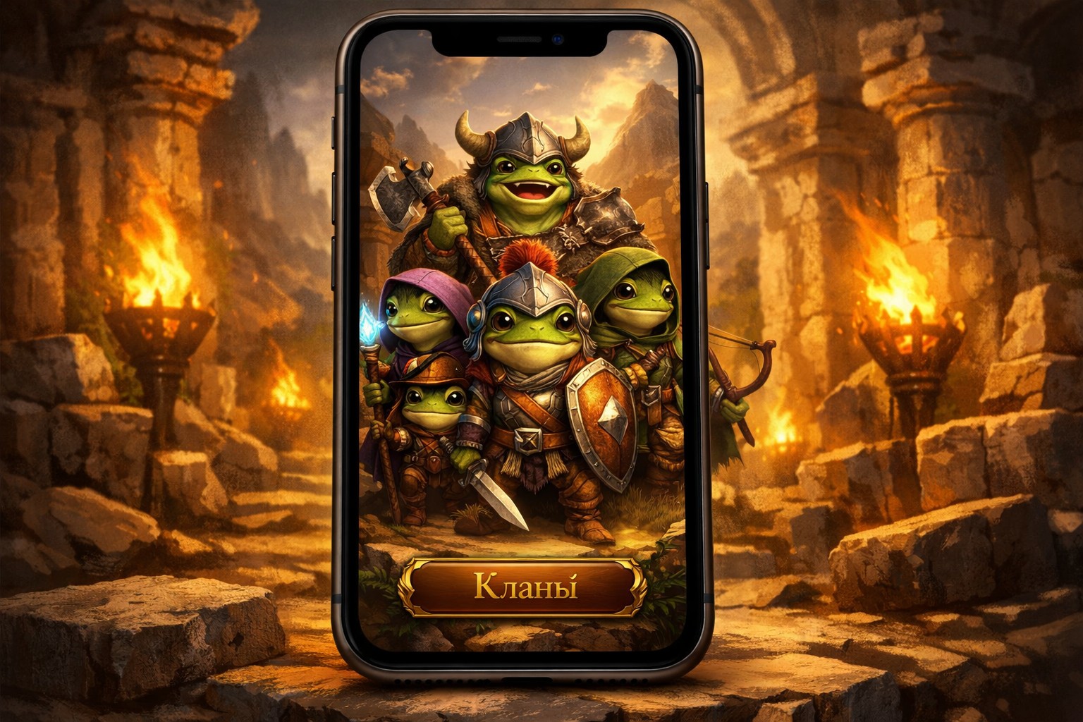 Пример чат-игры в телеграм: кланы и взаимодействие игроков на экране телефона